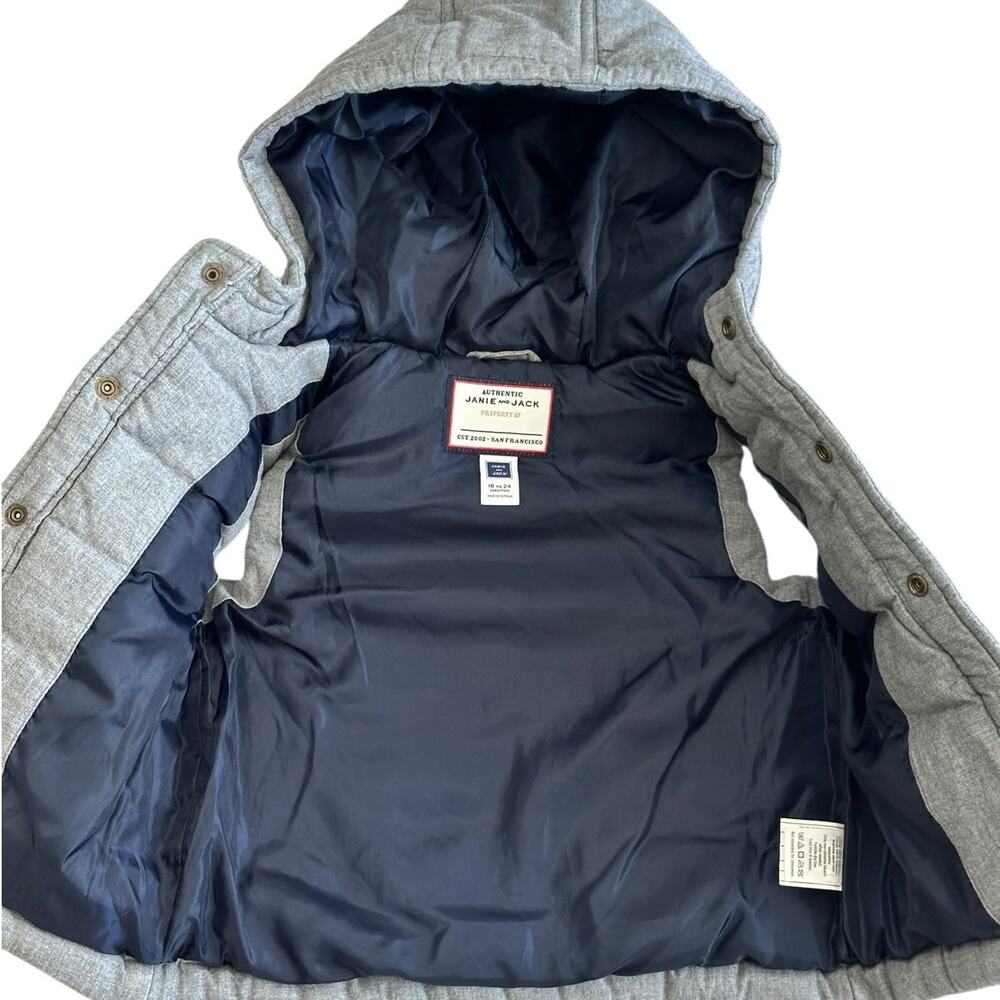 JANIE AND JACK Baby Boy Heather Gray Hooded Quilted Vest Size 18-24m - Picture 4 of 6